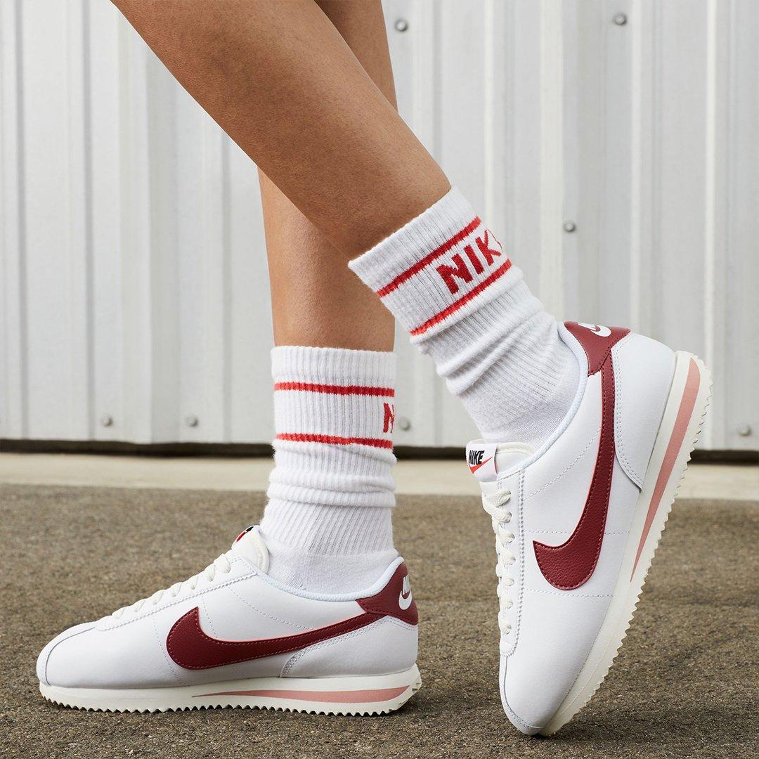 Nike cortez womens white on sale black