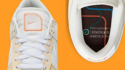 Nike Dunk Low SE "If Lost Return To" tongue tag and sole