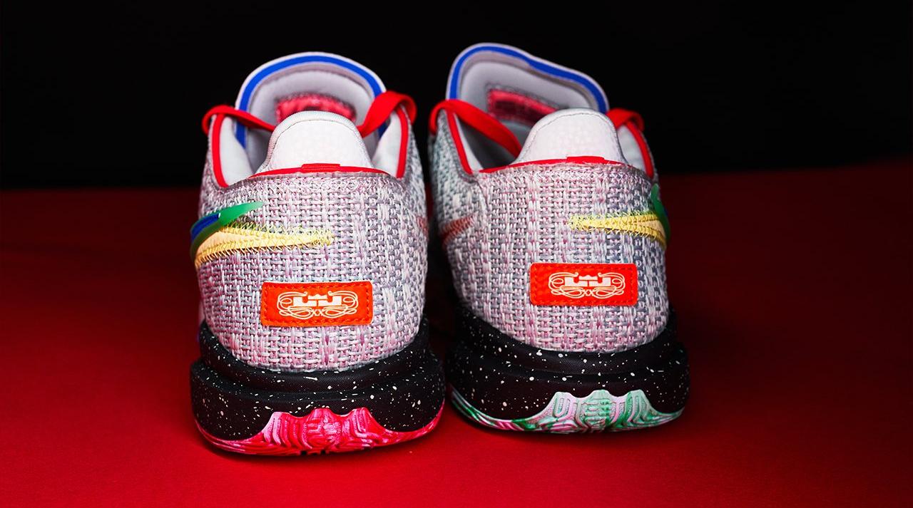 Nike LeBron​ XX "Nike Lifer" Men's & Kids' Basketball Shoe Launching 3/23 heel side by side