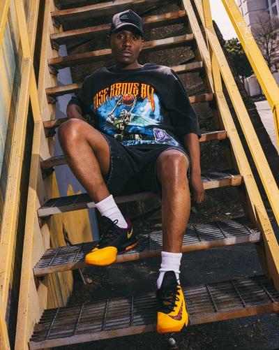 Man in dark clothes and Nike Zoom KD 6 "Peanut Butter & Jelly" Men's Basketball Shoe