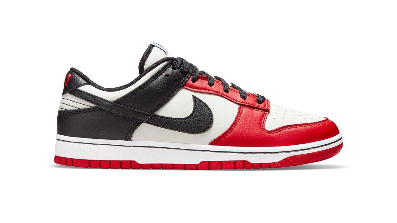 nike dunks low red black and white