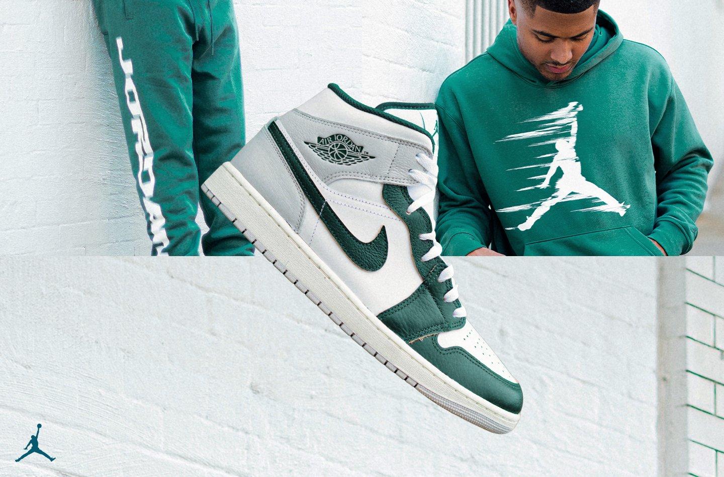 Jordan "Oxidized Green" footwear, cap and pullover