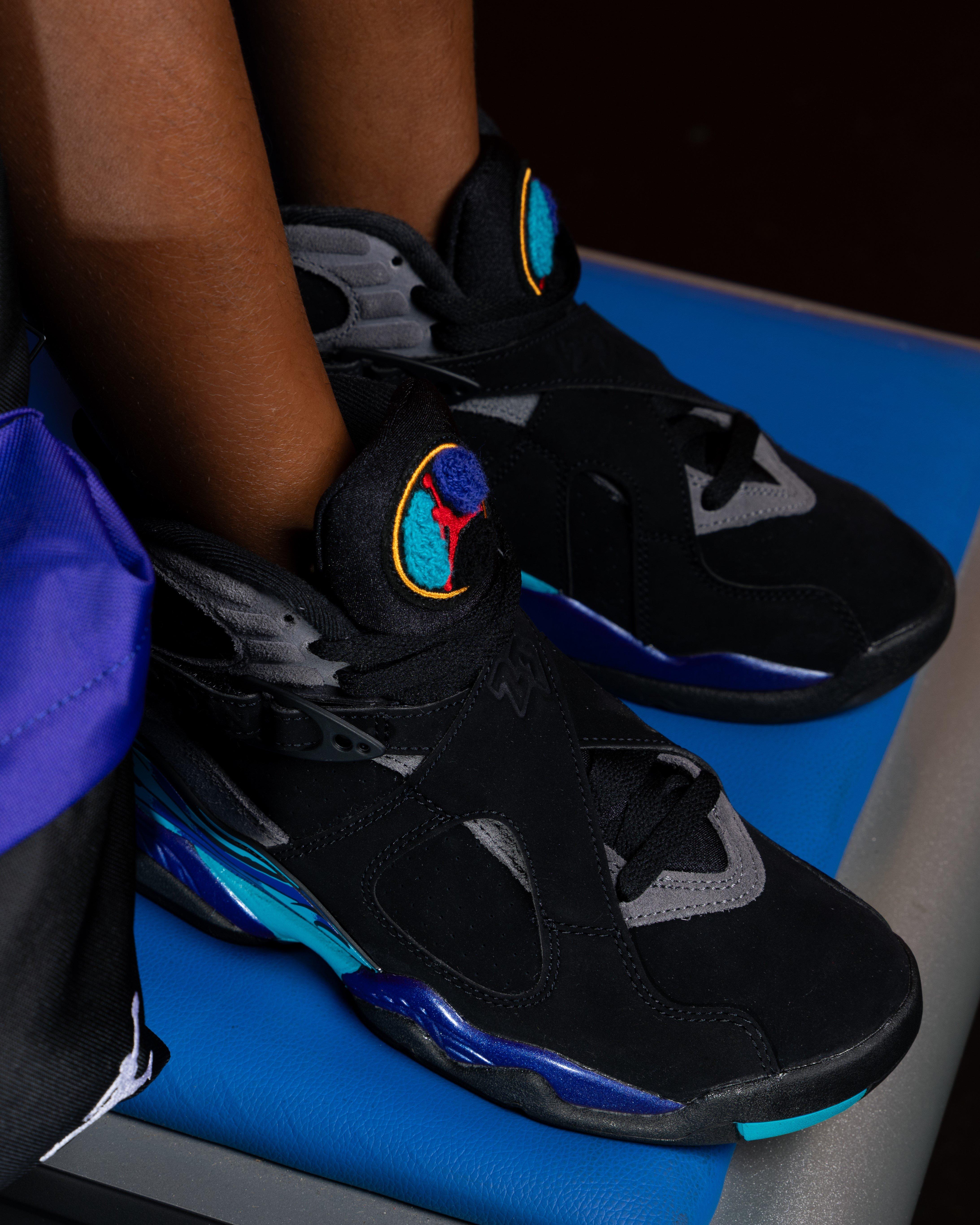 Jordan 8 Retro "Aqua" Lifestyle Photo
