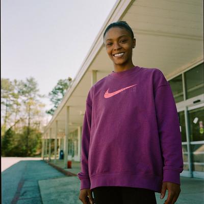 Amari Flemming posing in downtown Anniston, AL