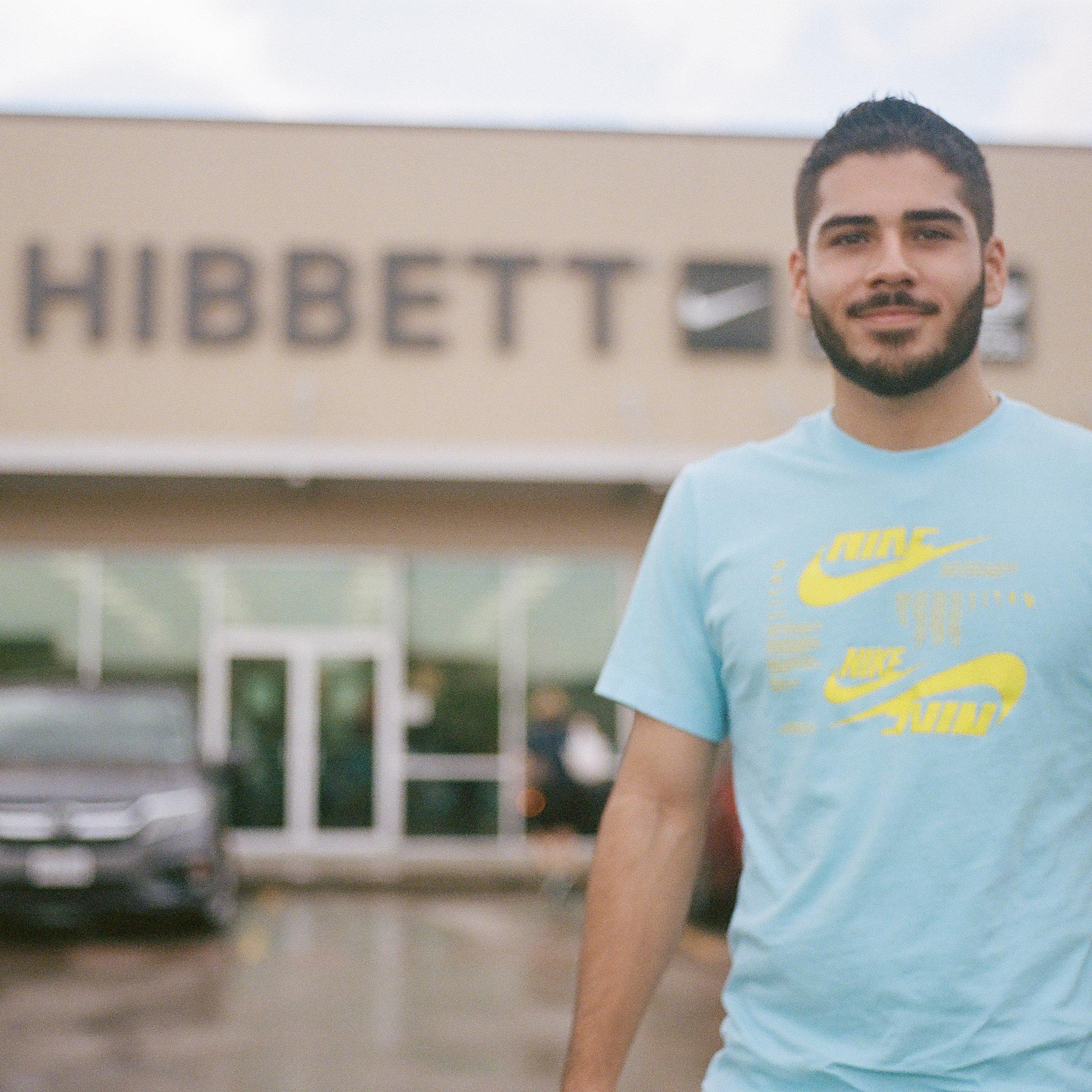 Gabe Vargas in front of local Hibbett store
