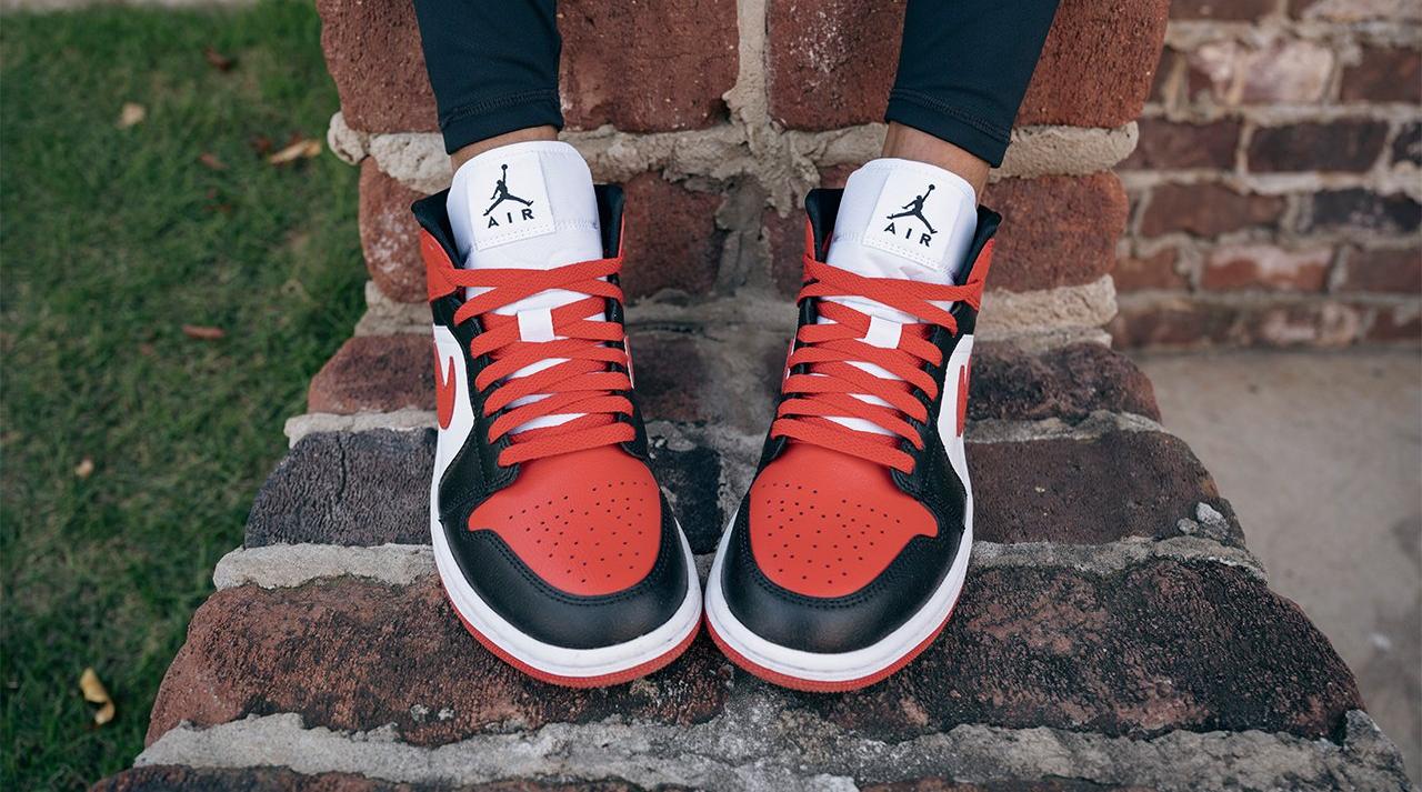 Air force 1 shop mid bred black/gym red-white