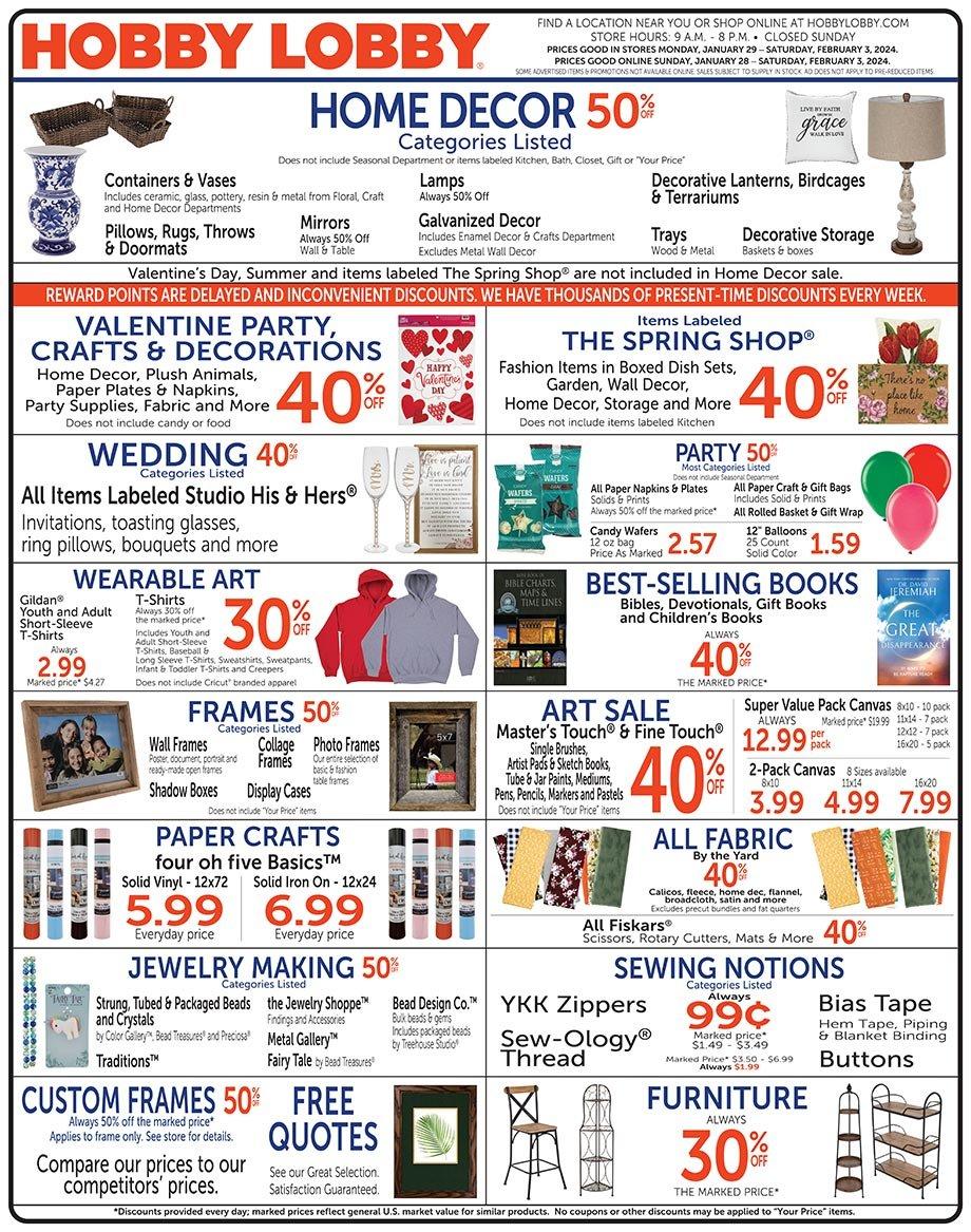 Online Coupon Hobby Lobby Up To 50 Off February 2024   1 28weekly Ad