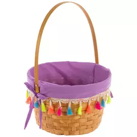 Multi-Color Trim Bamboo Easter Basket
