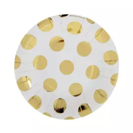 White & Gold Foil Polka Dot Paper Plates