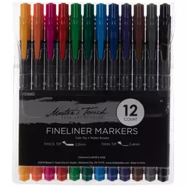 Twin Tip Fineliner Markers - 12 Piece Set