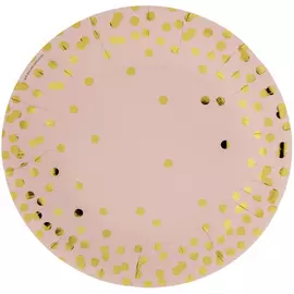 Pink Paper Plates With Gold Foil Dots