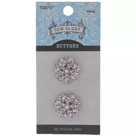 Layered Rhinestone Shank Buttons - 24mm