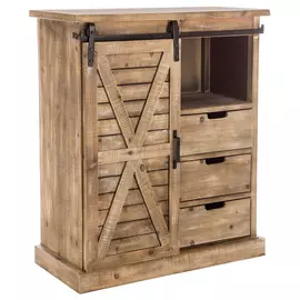 Natural Farmhouse Cabinet With Sliding Door