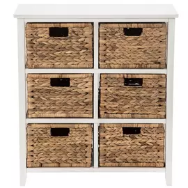Antique White Wood Cabinet With Baskets