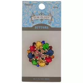 Multi-Color Rhinestone Shank Button - 33mm