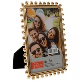 Gold Beaded Metal Picture Frame - 4" x 6"