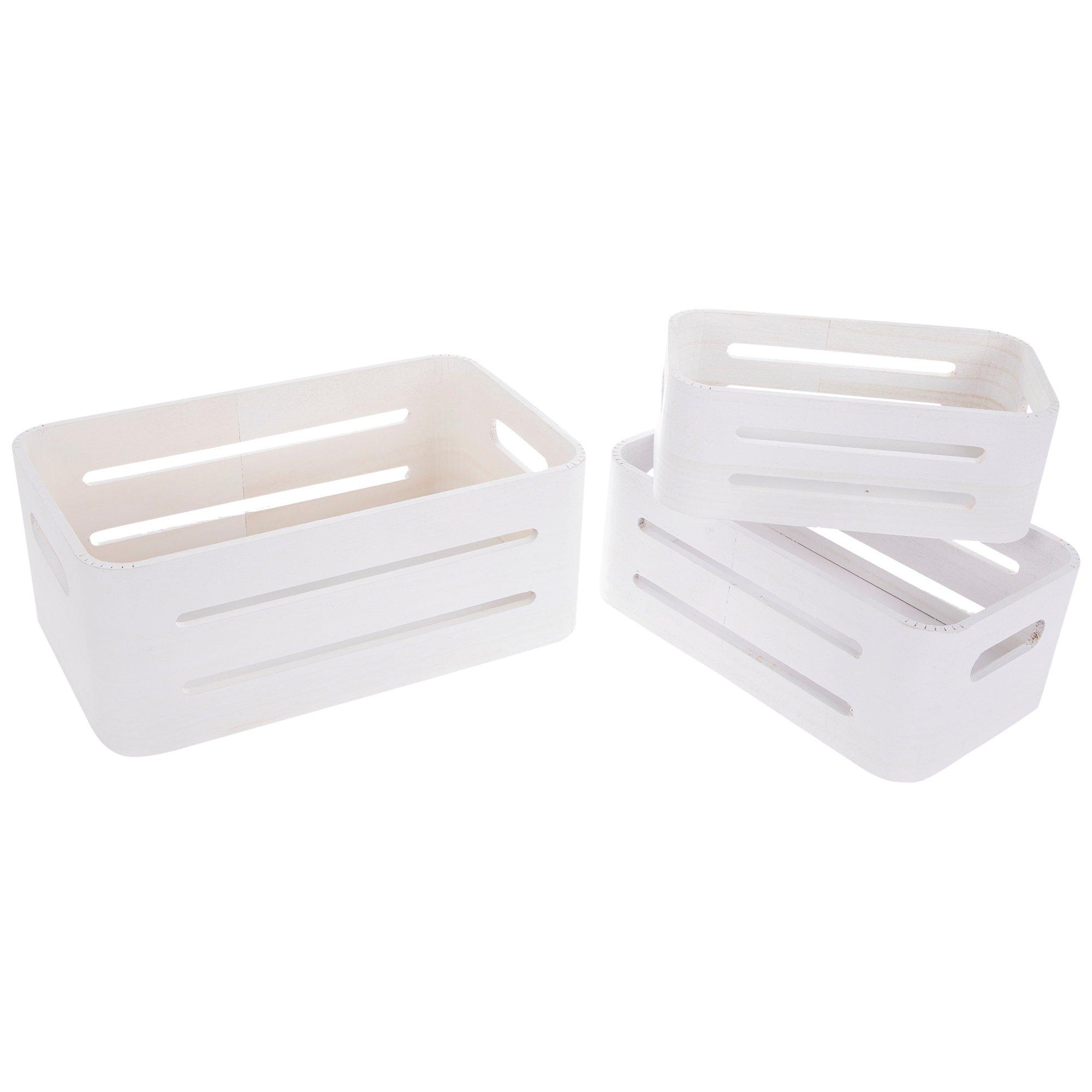 Rectangle Slotted Wood Crate Set