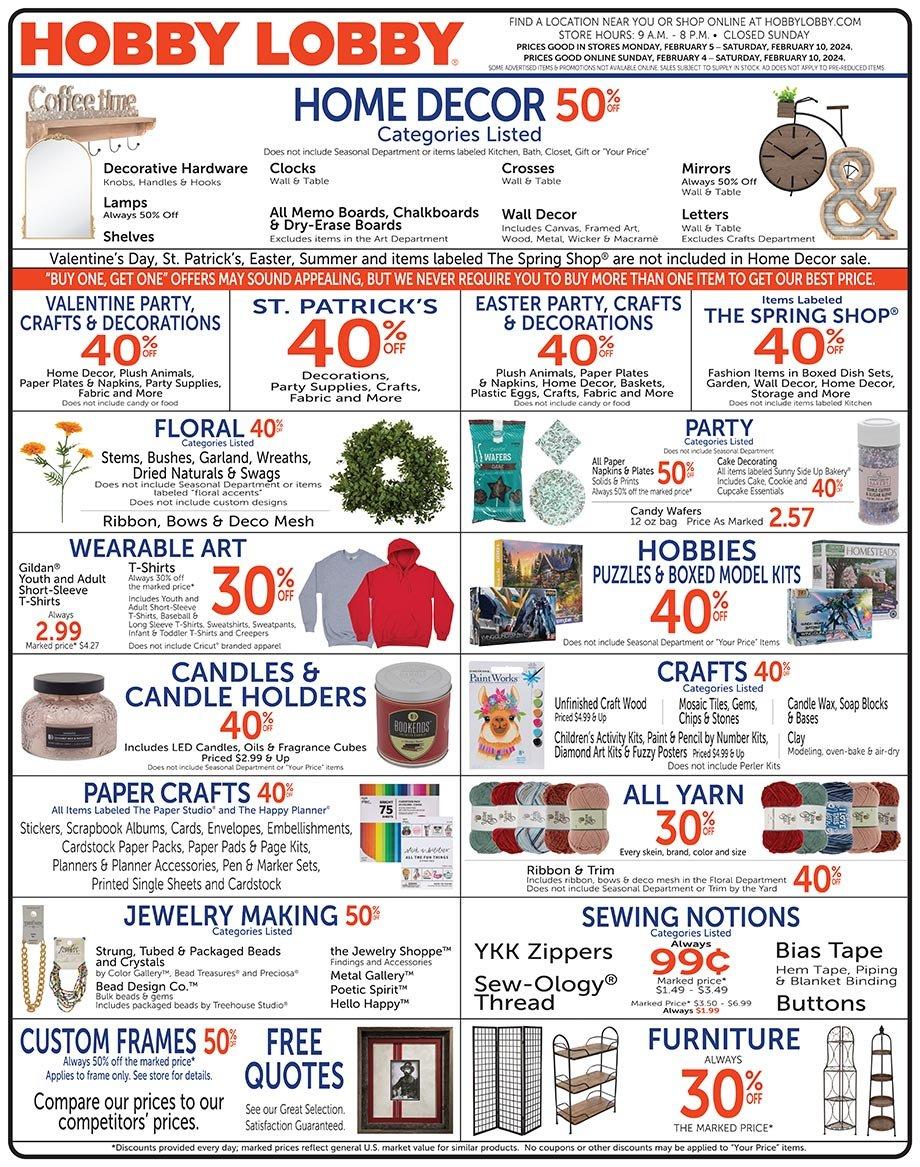 Hobby Lobby Weekly Ad (2/11/2024 2/17/2024) Preview Weekly Ad