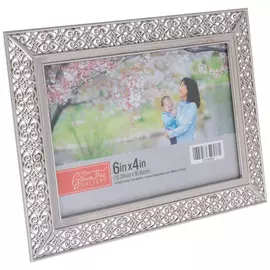 Silver Ornate Scroll Metal Frame - 6" x 4"