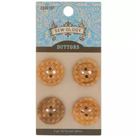 Checkered Round Wood Buttons