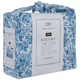 Blue Floral Microfiber Sheets & Pillowcase Set