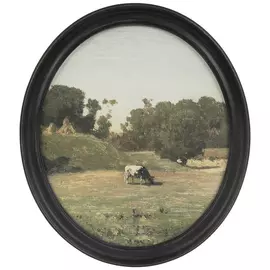 Grazing Dairy Cow Oval Canvas Wall Decor