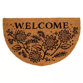 Welcome Sunflower Half Moon Coir Doormat