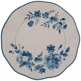 Ruffled White & Blue Floral Paper Plates - Large