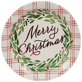 Merry Christmas Wreath Paper Plates