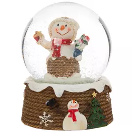 Rope Snowman & Stocking Snow Globe