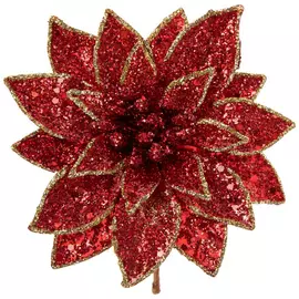 Glitter Poinsettia Pick