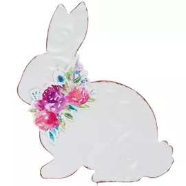 Floral Bunny Metal Garden Stake