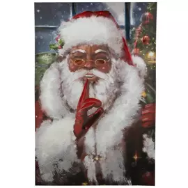 Shushing Santa Canvas Wall Decor