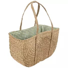Seagrass Basket With Gingham Cover