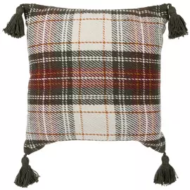 Olive & White Plaid Pillow