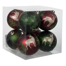 Reindeer Glitter Ball Ornament Set