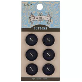 Navy Round Buttons - 16mm