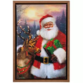 Santa & Reindeer Portrait Canvas Wall Decor