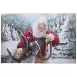 Santa Feeding Reindeer Canvas Wall Decor