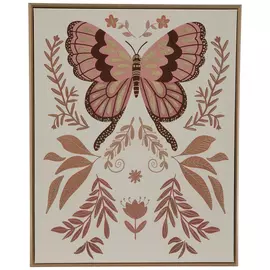 Pink Foil Butterfly Canvas Wall Decor