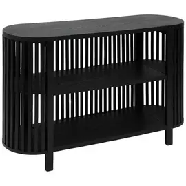 Black Slatted Wood Console Table