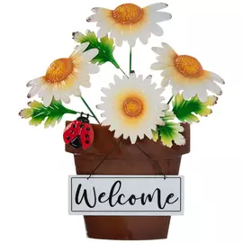 Welcome Daisies Metal Wall Decor