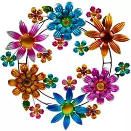 Multi-Color Flower Metal Wreath