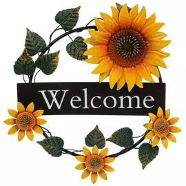 Welcome Sunflowers Metal Wreath