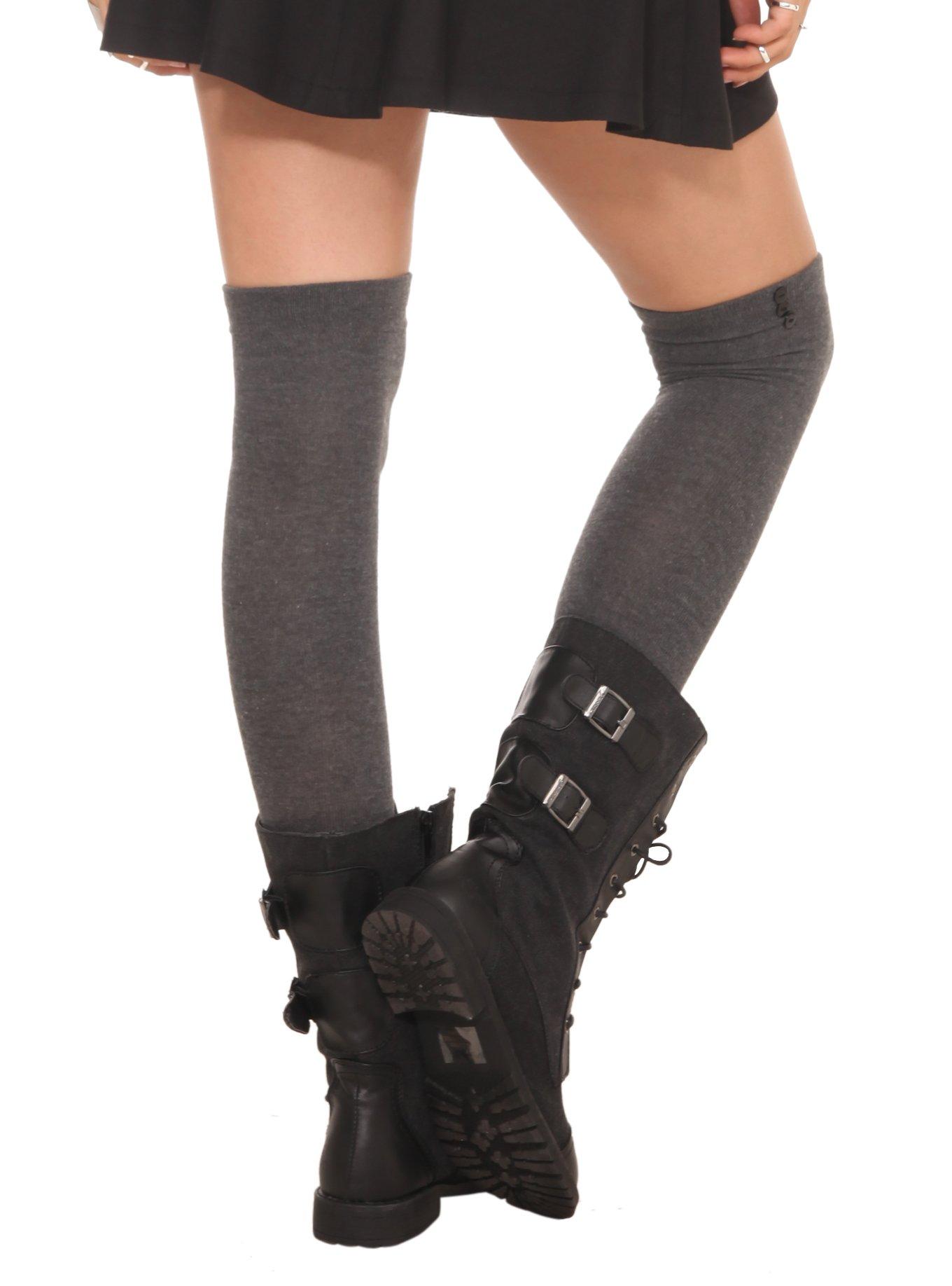 LOVEsick Grey Over-The-Knee Socks, , alternate