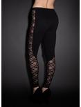 See You Monday Lace Inset Leggings, BLACK, alternate