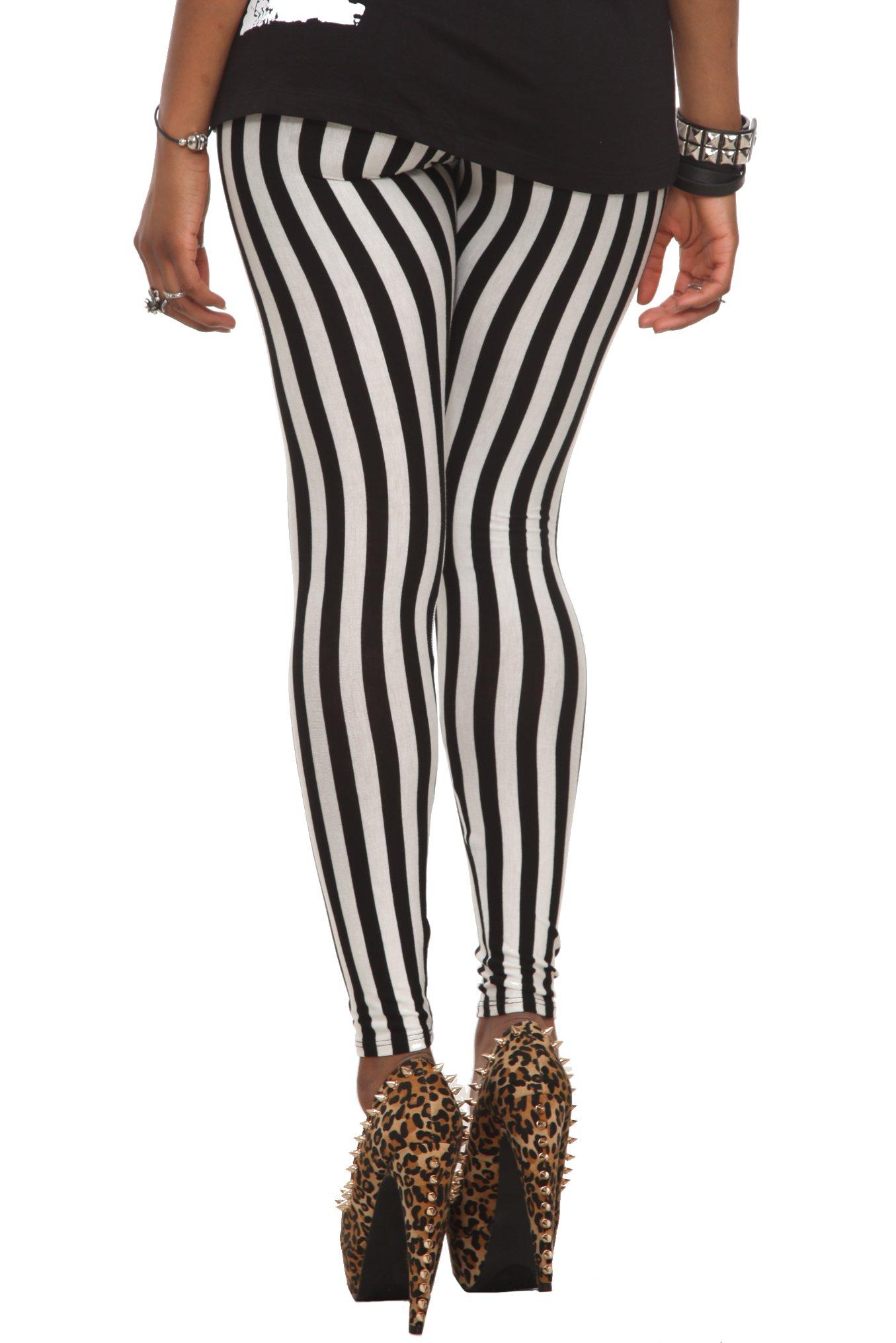 Black & White Stripe Leggings, , alternate