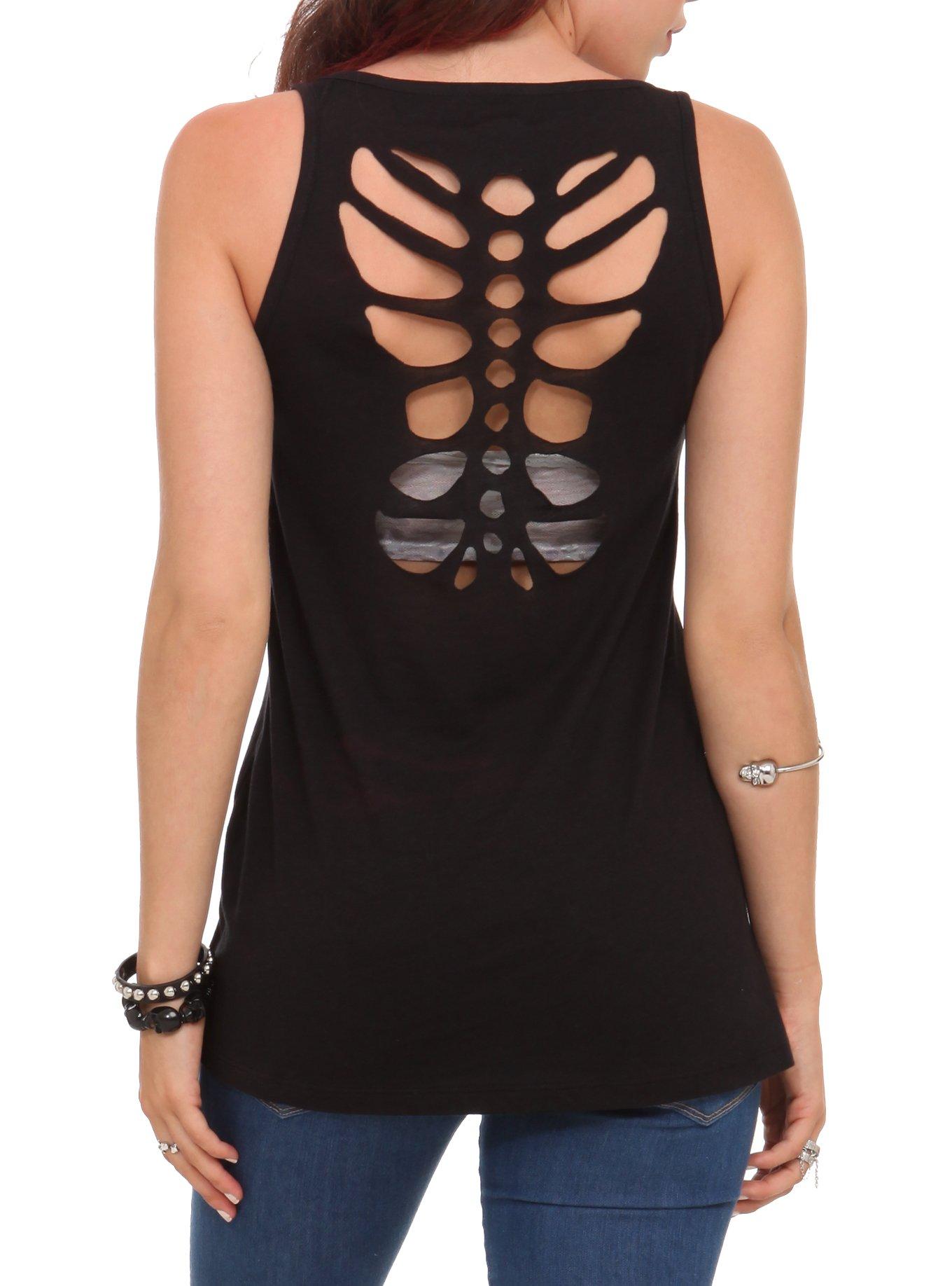 Teenage Runaway Camouflage Sequin Rib Cage Tank Top, , alternate