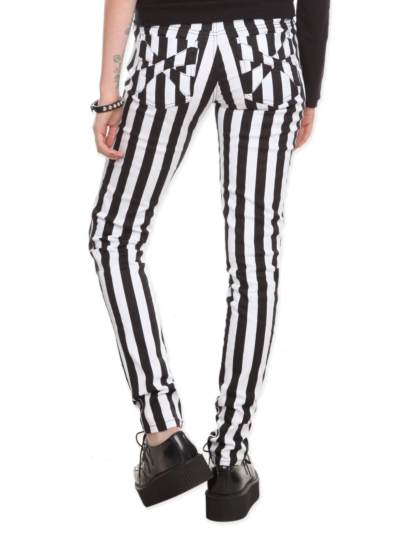 Royal Bones Black & White Stripe Skinny Pants, , alternate