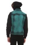 XXX RUDE Turquoise Cloud Wash Hooded Denim Vest, , alternate